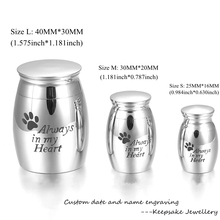 LKJ001-Mini urna de cremación con grabado Always in my Heart, soporte para cenizas de mascotas, recuerdo de acero inoxidable, urnas funerarias para perro/gato 2024 - compra barato