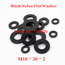 Arruela chata de nylon preta 200 peças m10 * 20*2/m10 anel simples de isolamento plástico junta 2024 - compre barato