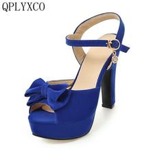 QPLYXCO New Elegant women shoes Big Size 31-47 PeepToe High Heels(12CM) Sandals Platform party wedding Shoes Woman Sandal 161-15 2024 - buy cheap