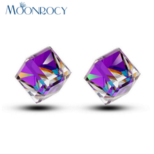 MOONROCY Fashion Jewelry Wholesale Rose Gold Color Square Be Green Crystal Earrings,Jewelry Earrings Girl for Women Gift 2024 - buy cheap