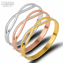 FYSARA-brazalete de cristal de Cruz de acero inoxidable 361L para mujer, pulseras Infinity de circonia cúbica, joyería de marca de lujo 2024 - compra barato