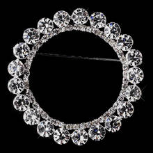 2.2" Sparkly Silver Rhinestone Crystal Diamante Wreath Wedding Brooch 2024 - buy cheap