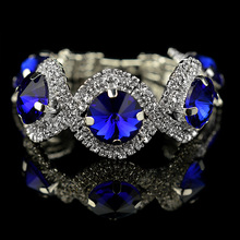 Fashion women bracelet 2017 valentine day gift Gold silver plated rhinestone blue green crystal charm bracelet for women jewelry 2024 - buy cheap