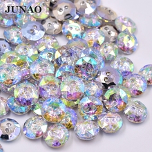 JUNAO 15mm Crystal AB Rhinestone Buttons Round Sewing Button Flatback Resin Buttons For Clothing Scrapbook Crafts Decorative 2024 - buy cheap