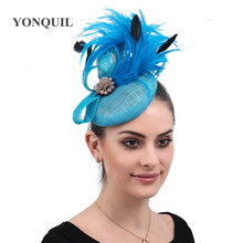 Sinamay-Sombrero de plumas de lujo para mujer, tocado de fiesta, té, accesorios para el cabello, SYF500 2024 - compra barato