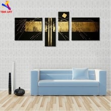 Gold Color 4pcs/set Handmade Modern Abstract Oil Painting on Canvas Wall Art for Living Room Home Decoration Gift No Frame Z061 2024 - buy cheap