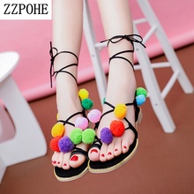 ZZPOHE Women Sandals 2021 Summer New Quality Fashion Sexy Woman Flip Flops Casual  Female Shoes Ladies Lace Up Beach Sandals 2024 - buy cheap