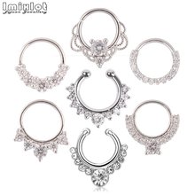 Imixlot 3PCS Fashion Fake Nose Ring Round Shape Fake Septum Piercing Hoop For Women Faux Clip Clicker Non Titanium Body Jewelry 2024 - buy cheap