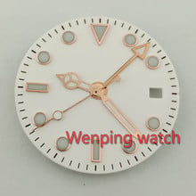 28.5MM white Sterile Watch face + watch hands golden rose Gmt hand Fit mingzhu dg3804 movement P510(16) 2024 - buy cheap