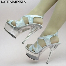 LAIJIANJINXIA New 15cm Ultra High Heels Clear Platform Sandals Sexy Women Night Club Dress Dancing Shoes Pole Dance Shoes 2024 - buy cheap