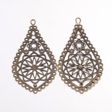 500pcs Iron Filigree Drop Pendants for necklace jewelry making,Antique Bronze,  66x35x1mm, Hole: 3mm 2024 - buy cheap