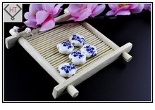 DIY Spacer Beads For Bracelet Necklace Making Dark Blue Plum Blossom 10pcs/lot 15MM Flat Flower Ceramic Porcelain Loose Beads 2024 - buy cheap