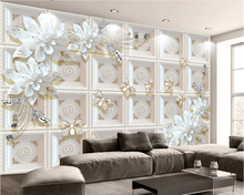 Beibehang papel de parede mural personalizado 3d impresso floral europeu 3d mural de parede de fundo de tv 2024 - compre barato