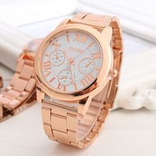 Relógio de quartzo de aço inoxidável montre femme bayan kol saat reloj mujer genebra moda de luxo feminino relógios de ouro rosa 2024 - compre barato