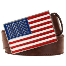 Cinturón de cuero con personalidad para hombre y mujer, Correa decorativa con bandera americana, estilo hippie, hip hop, hebilla de Metal 2024 - compra barato