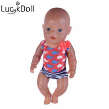 LUCKDOLL, боди с принтом дельфина, купальный костюм, 18 дюймов, американский размер 43 см, Детская кукольная одежда, аксессуары, игрушки для девочек, поколение, Рождество 2024 - купить недорого