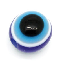 DoreenBeads Resin Spacer Beads Ball Deep blue Eye Pattern DIY Jewelry About 8mm( 3/8") Dia, Hole: Approx 1.6mm, 25 PCs new 2024 - buy cheap