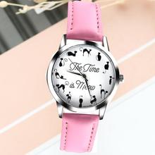 Women Watches Gift Fashion Cat Pattern Ladies Girls Quartz Wrist Watch Leather Band Clock Reloj Mujer 2018 #F 2024 - купить недорого