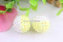 Kwoi vita Summer yellow/white ab Color 20mm 100pcs/lot Chunky Resin solid Rhinestone Beads Ball for Kids Girls  Jewelry Making 2024 - buy cheap