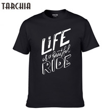 TARCHIA 2021 Casual Slim Fit Men Plus Size Tees Tops Homme Life Beautiful Ride Print Tops Cotton Short Sleeve Summer T Shirt 2024 - buy cheap