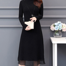 Large Size Women Dress 2019 Spring Autumn New Long Elegant Dress Temperament Mid-calf Slim Dresses RE2456 2024 - buy cheap