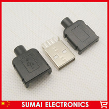 Free Shipping 100sets DIY 3 in 1 Type A Snap Type 4P USB Male Plug with Plastic shell Connector kit 2024 - buy cheap