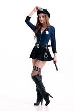 Бесплатная доставка, женский синий костюм полиции, униформа полицейского, нарядное платье на Хэллоуин 2024 - купить недорого