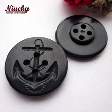 Niucky buttons 30mm /32mm 4 holes Black anchor navy coat buttons Navy style sewing buttons Urea Flame retardancy Ru0201-003 #30 2024 - buy cheap