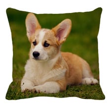 XUNYU-funda de cojín de lino con diseño de Corgi para sofá, funda de almohada cuadrada con diseño de Animal para perro, Serie de 45x45cm, AC085 2024 - compra barato