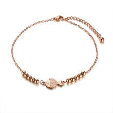 Lucky Fish Anklet with Rose Golden Beaded Chain Anklets For Womens Girls Stainless Steel Woman Jewelry 2024 - buy cheap