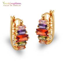 Yunkingdom shiny fashion hoop earrings for women colorful hoops earrings circle gold color earring 2024 - buy cheap