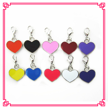 Hot selling 100pcs/lot mix 10 different color heart dangle charms lobster clasp charms for floating pendant lockets 2024 - buy cheap