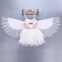 2022 New Baby Girls Angel Wings Princess Dress Children Summer Embroidered Flamingo Dresses Kids White Sling Tutu 18 M-7 Years 2024 - buy cheap