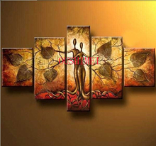 Hand Painted 5 Pcs Abstract Picture On Canvas Leaf Oil Painting For Living Rroom Wall Art Free Shipping Pictures Landscape Art 2024 - buy cheap