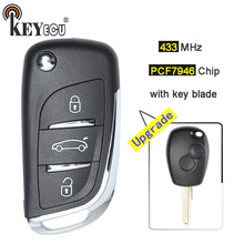 KEYECU  433MHz PCF7946 Chip 3 Button Updraded Flip Remote Car Key Fob for Renault Kangoo Modus Master Clio 2024 - buy cheap