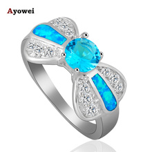 Elegant Rings for Lover Blue Zircon Fire Opal Silver Stamped Health Fashion Jewelry Rings USA Size #6#7#8#9#10 OR814A 2024 - buy cheap