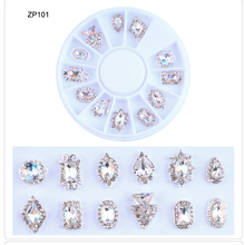 1 rueda de piedras para uñas de cristal, 3MM-4MM, diamantes de imitación para uñas, 12 Uds./rueda, gemas, brillo, esmalte UV, decoración artística de uñas de cristal, 2019 2024 - compra barato