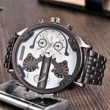 Oulm Wristwatch Super Big Dial Watches Men Luxury Brand Hours Two Time Zone Military Watch Male Quartz Clock relogio masculino 2024 - buy cheap