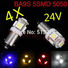 4X T11 BA9S 24v xenon White 5050 5SMD Car led Light auto Bulb T4W H6W Indicator License Plate Map Dome Packing Car Styling 2024 - buy cheap
