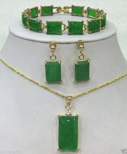 new Style Hot sale*** Green jade bracelet /earrings /Necklace Pendant Set AAA Fashion Wedding Party Jewellery 2024 - buy cheap