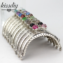 KISSDIY 20PCS 8.5cm Colorful crystal bead Metal Purse Frame semicircle silver lace Coin kiss Purse clasp lock,Freeshipping 2024 - buy cheap