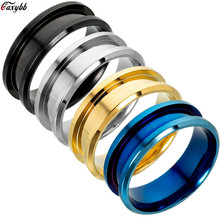 8MM black and white gold Blue Four colors pure color scrub stainless steel deep groove men's rings for men exclusively 2024 - buy cheap