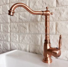 Antique Red Copper Single Handle Kitchen Faucet 360 Swivel Bathroom Basin Sink Mixer Tap Knf401 2024 - buy cheap