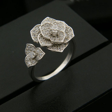 HUISTORY High Quality  Camellia Sterling  Ring  Fashion Women Jewelry Vintage Adjustable  Rings for Party 2024 - buy cheap