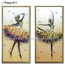 Pintura al óleo sobre lienzo para decoración de pared de habitación, pintura al óleo de Ballet de chica, cuchillo moderno hecho a mano 2024 - compra barato