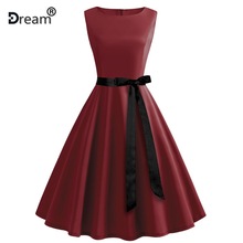 Vestido Midi femenino de verano sin mangas, minivestido Sexy rosa de estilo Rockabilly, para fiesta de los años 50 a 60, 2020 2024 - compra barato