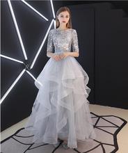 Seqined vestido de noite longo 2019 vestido de formatura decoração vestido de festa de aniversário vestido de noiva robe de soiree 2024 - compre barato