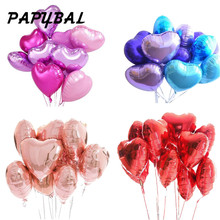 10pcs 18inch Romantic Heart Pearl Pink Foil Balloons Helium Birthday Wedding Valentine's Day Globos Party Decoration Air Balls 2024 - buy cheap