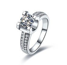 Sólido 18k ouro branco au750 anel 1 quilates brilhante moissanite feminino jóias finas presente para noiva promessa jóias presente para a menina 2024 - compre barato