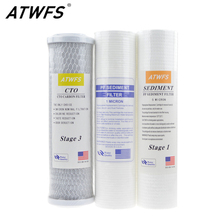 ATWFS-filtro purificador de agua de 10 pulgadas, filtro de algodón PP de 5 micras + filtro PP de 1 Micra + cartucho de filtro de carbón activado 2024 - compra barato